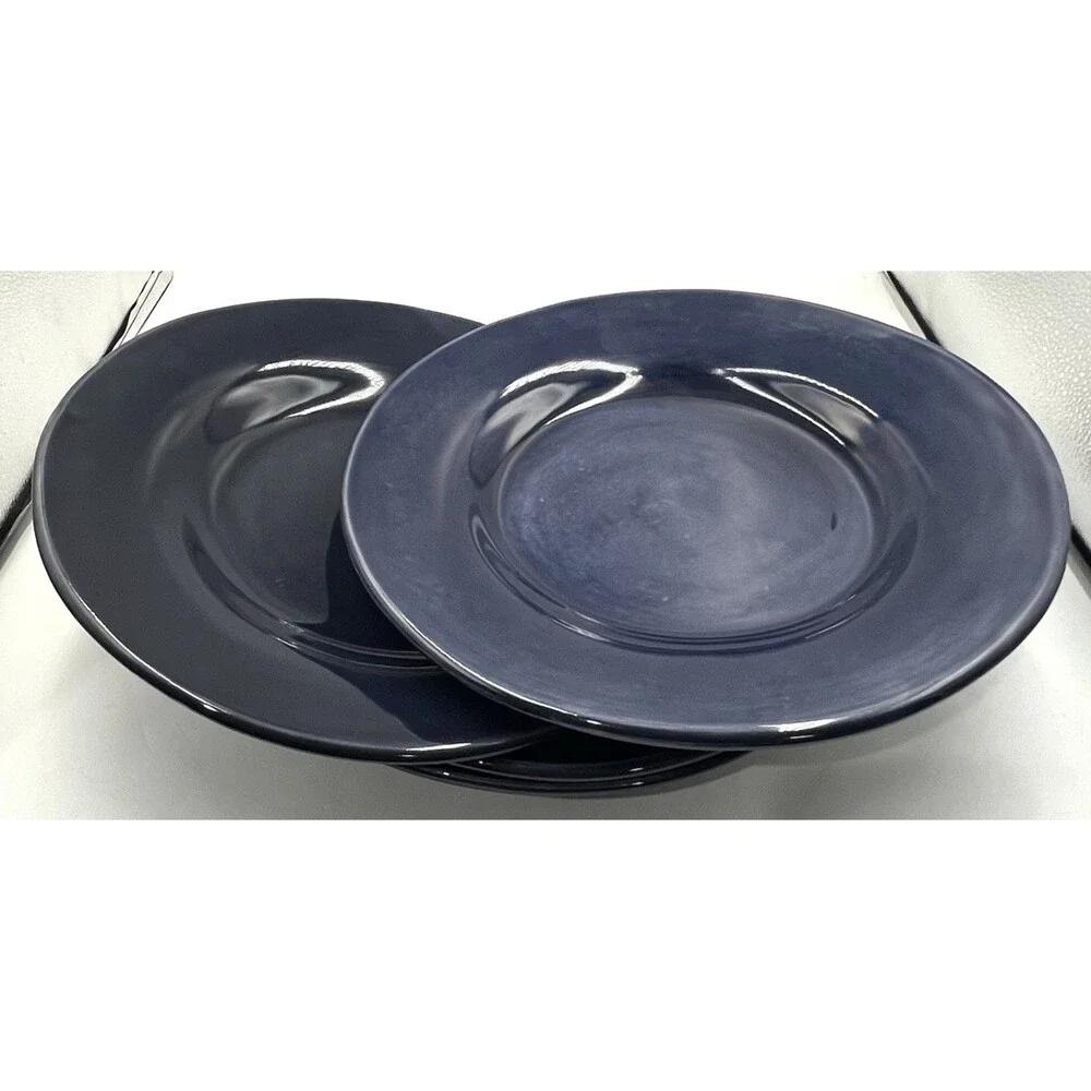 4 Dinner Plates Pottery Barn Sausalito Sapphire Blue Ceramic 12